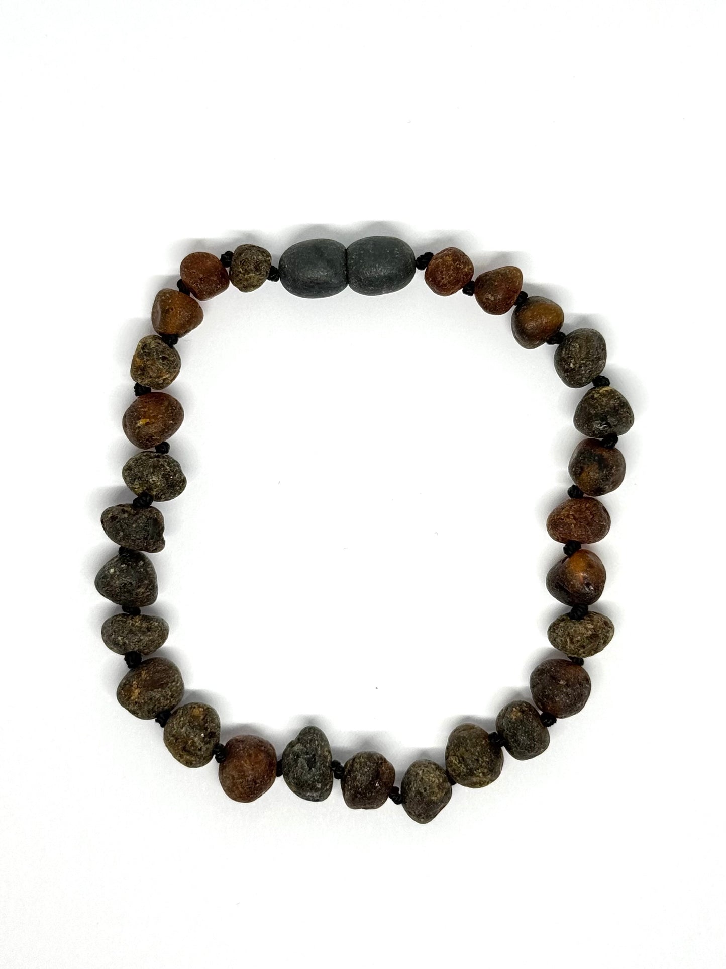 Ruwe Barnsteen Armband/Enkelband- Donkergroen (21cm)