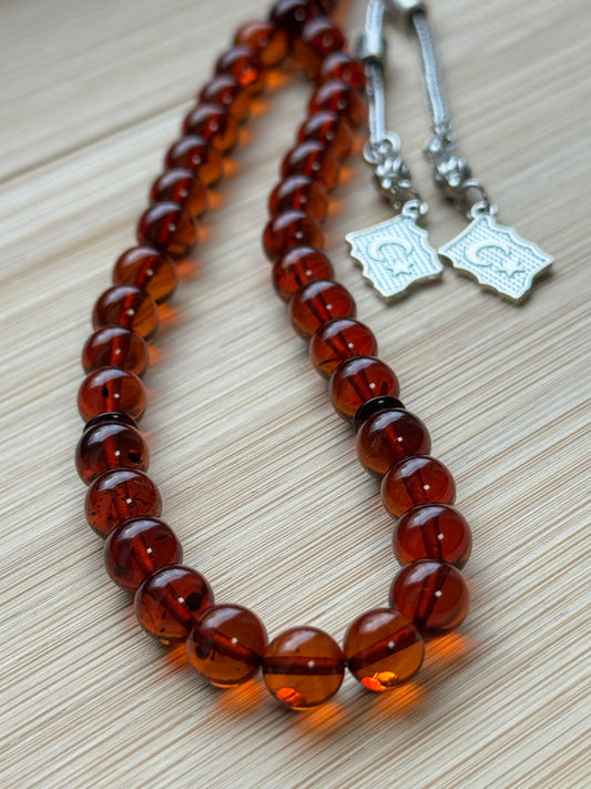 Rond geslepen 100% Kaliningrad Barnsteen/Kehribar Tespih