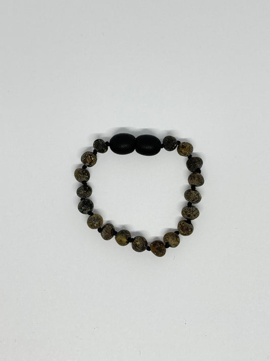 Ruwe Barnsteen Armbandje - Donkergroen (12cm-14cm)