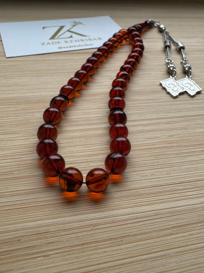 Rond geslepen 100% Kaliningrad Barnsteen/Kehribar Tespih