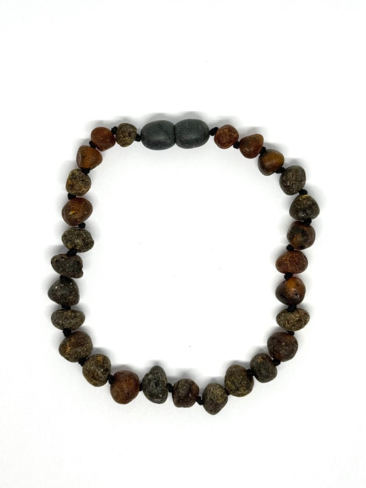Ruwe Barnsteen Armband/Enkelband- Donkergroen (21cm)