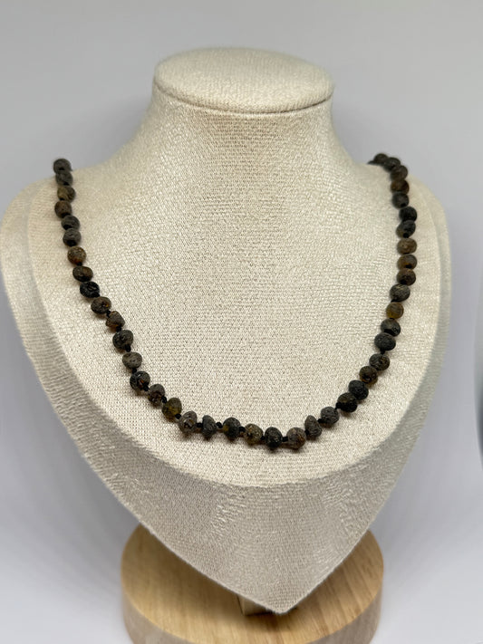 Ruwe Barnsteen Ketting - Donkergroen (55cm-60cm)