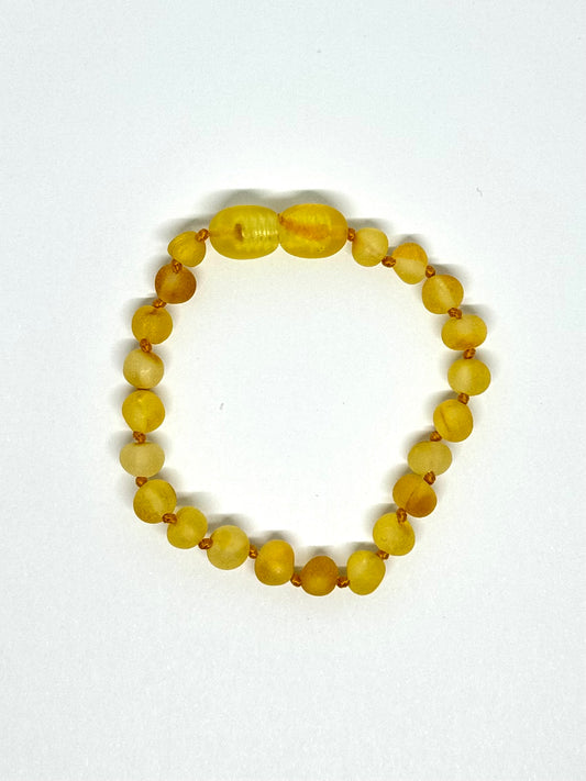 Ruwe Barnsteen Armbandje/Enkelbandje - Citroen (14 cm)