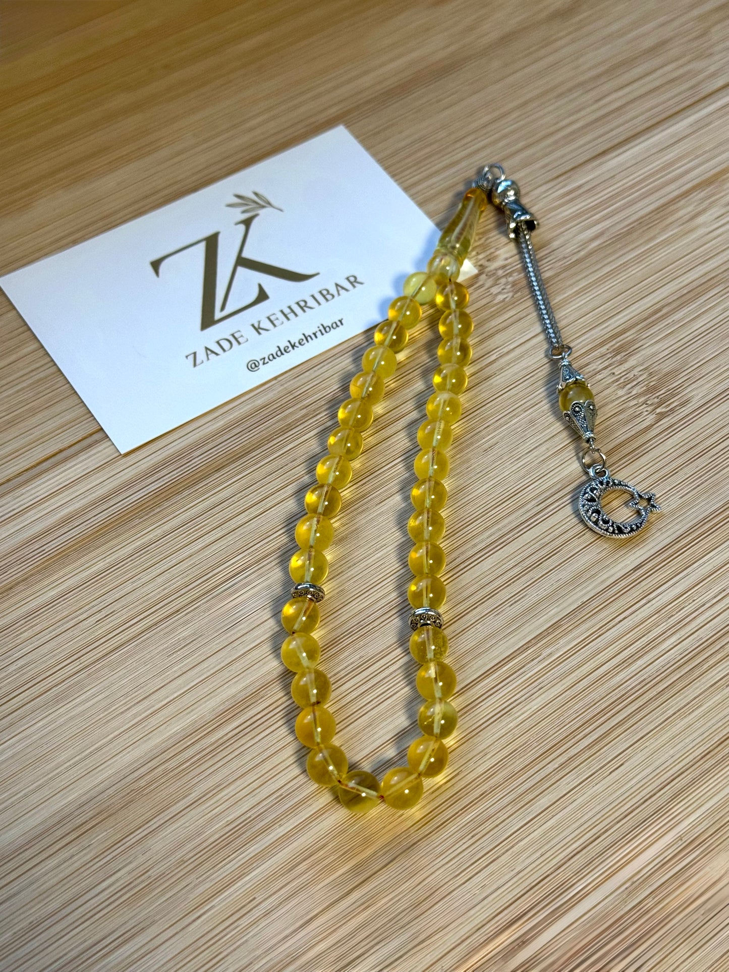 Rond geslepen 100% Barnsteen/Kehribar Tesbih