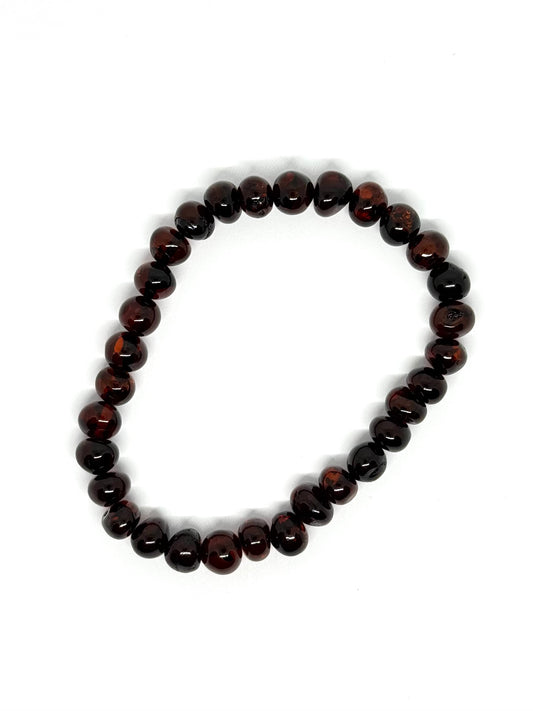 Barnsteen Elastisch Armband - Kers (18-19 cm)