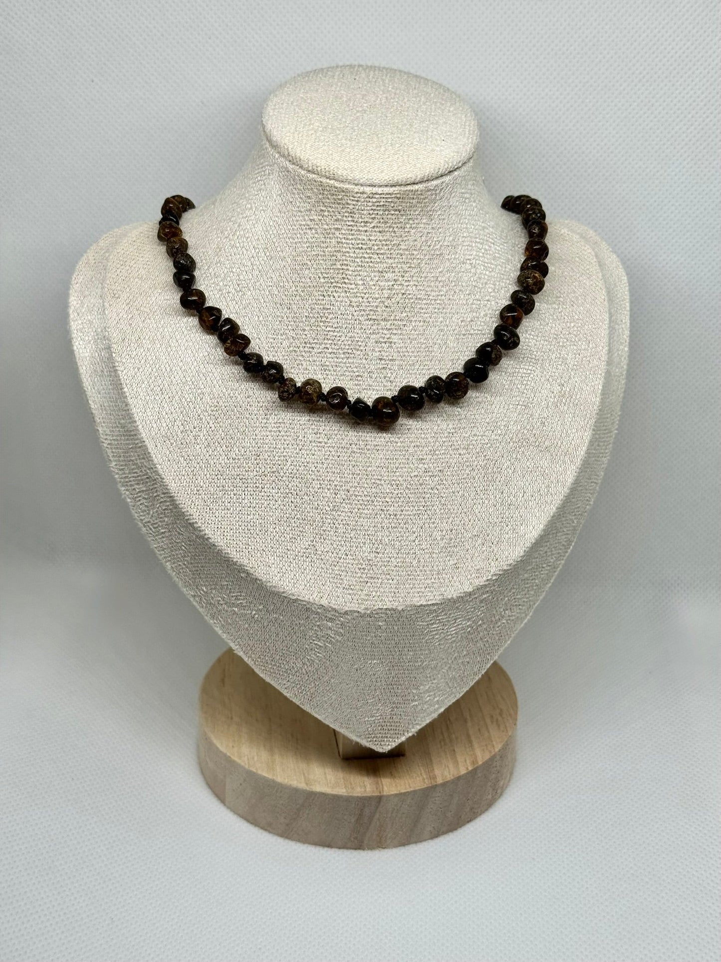 Barnsteen Babyketting - Donkergroen (33 cm)