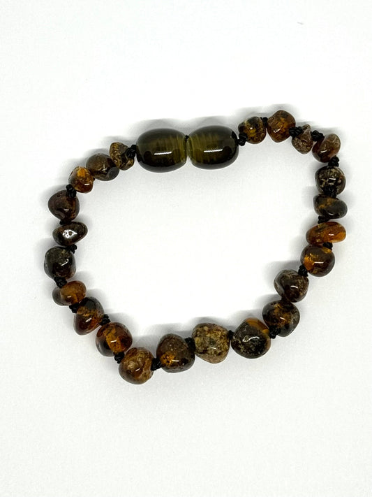 Barnsteen Armbandje - Donkergroen (15 cm)