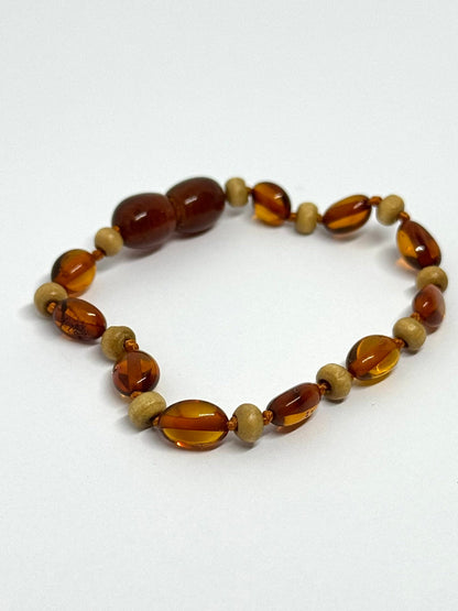 Barnsteen Armbandje - Cognac Ovaal (14 cm)