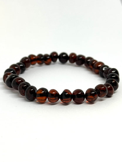 Elastisch Barnsteen Armband  - Kers (±19 cm)