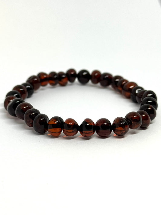 Elastisch Barnsteen Armband  - Kers (±19 cm)