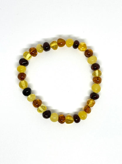 Elastisch Barnsteen Armband  - Multicolor (±19 cm)