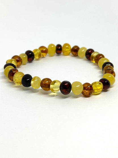 Elastisch Barnsteen Armband  - Multicolor (±19 cm)