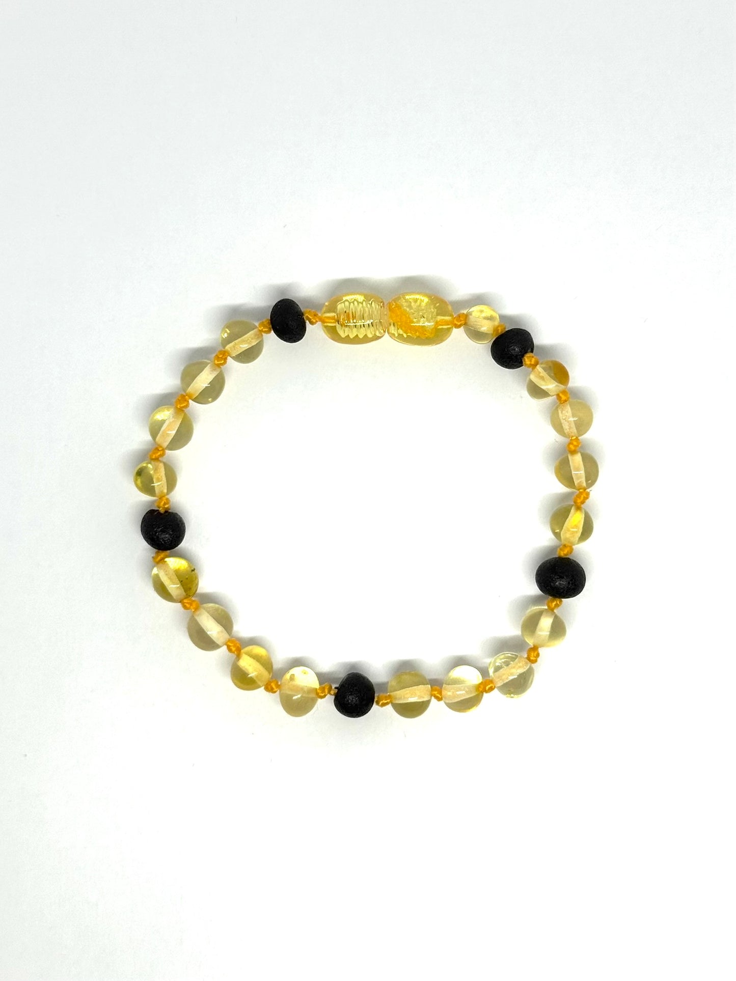Barnsteen Armband - Citroen & Zwart (17-19 cm)