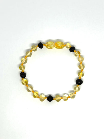 Barnsteen Armband - Citroen & Zwart (17-19 cm)