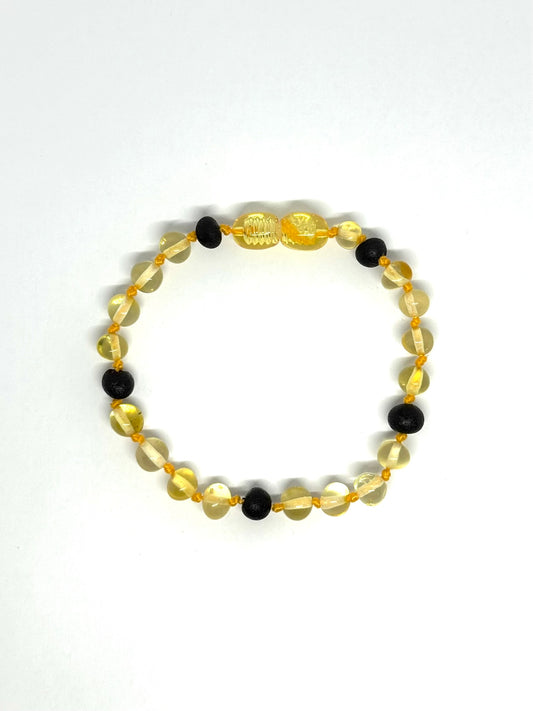 Barnsteen Armband - Citroen & Zwart (17-19 cm)