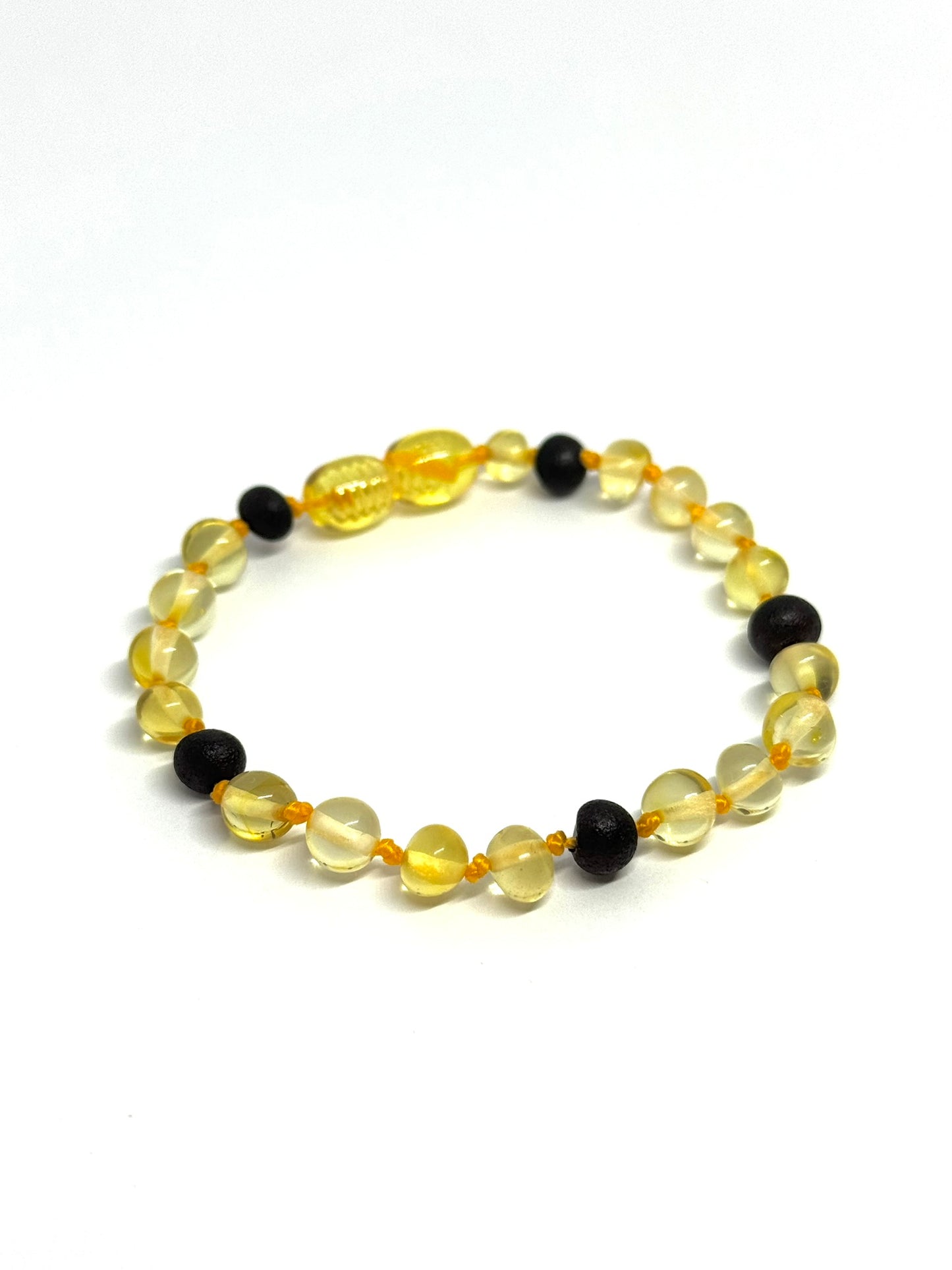 Barnsteen Armband - Citroen & Zwart (17-19 cm)