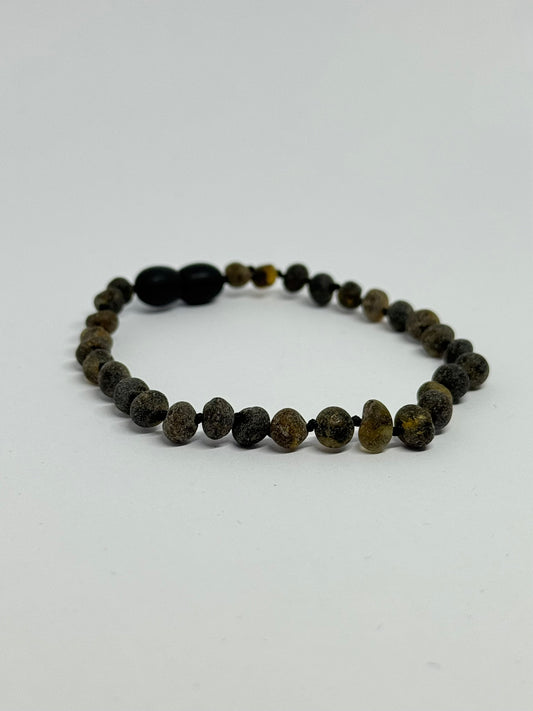 Ruwe Barnsteen Armband  - Donkergroen (19-21 cm)