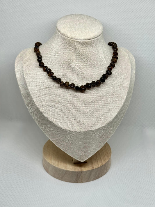 Barnsteen Baby Ketting - Donkergroen (33 cm)