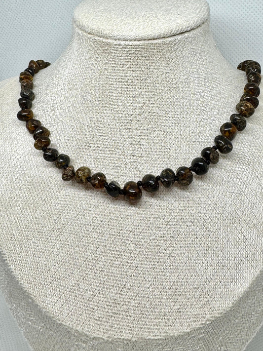 Barnsteen Baby Ketting - Donkergroen (33 cm)